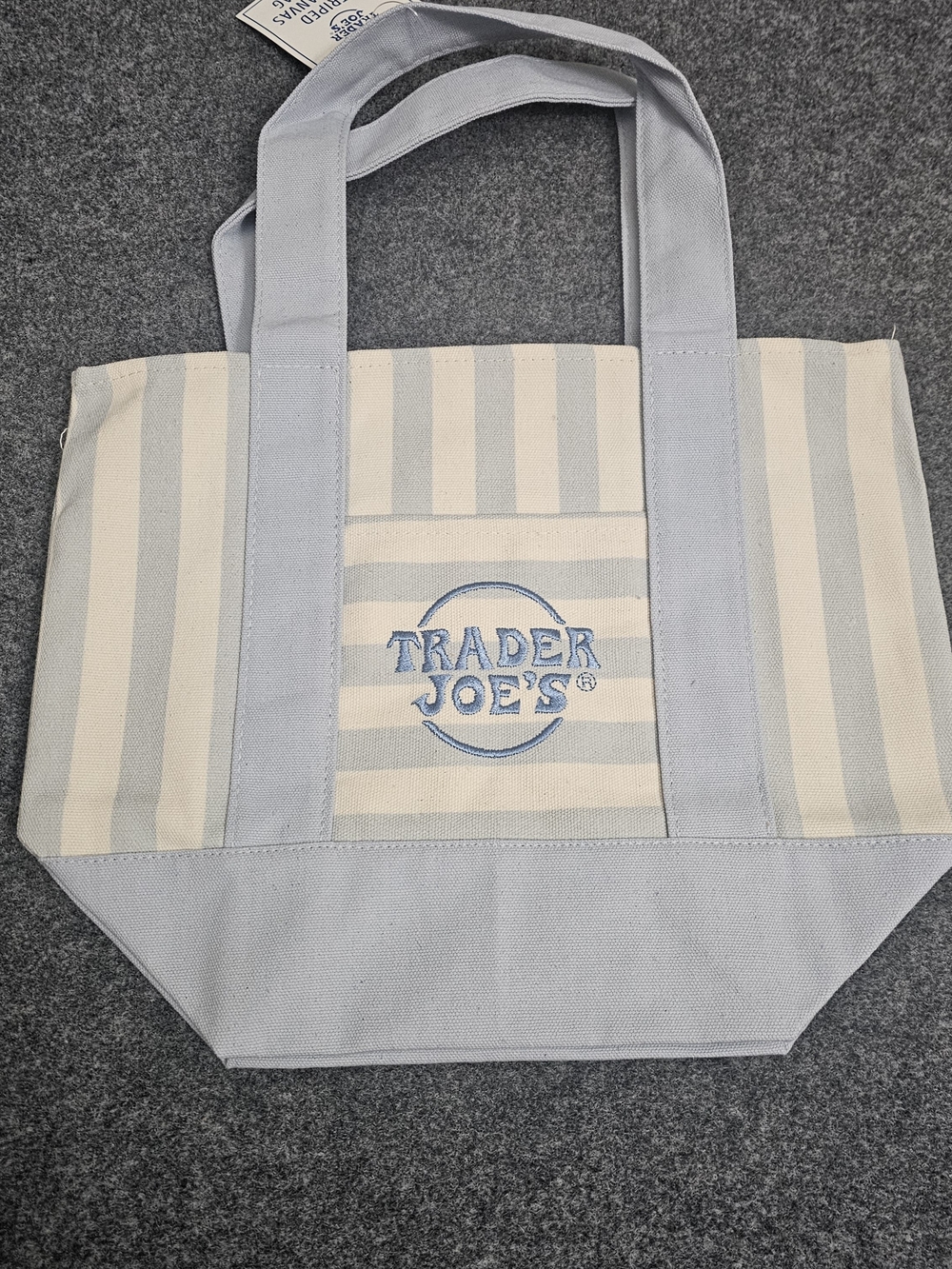 Trader Joe's Light Blue & Cream Striped Canvas Tote Limited Edition Summer 2026